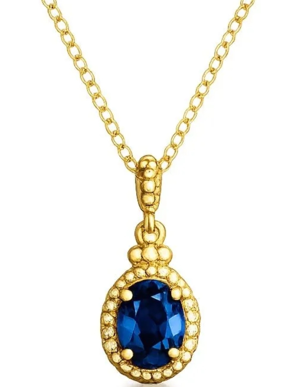 Freida Rothman London Blue Topaz Pendant with Gold Chain 18"